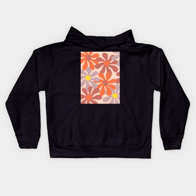 retro groovy flowers Kids Hoodie by mckhowdesign